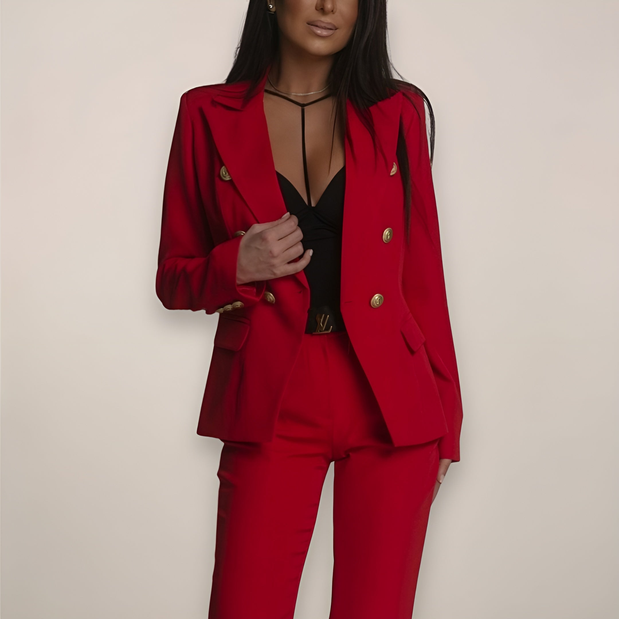 MEWE | Double-Button Blazer and High-Waisted Straight-Leg Trousers Set Mewe London