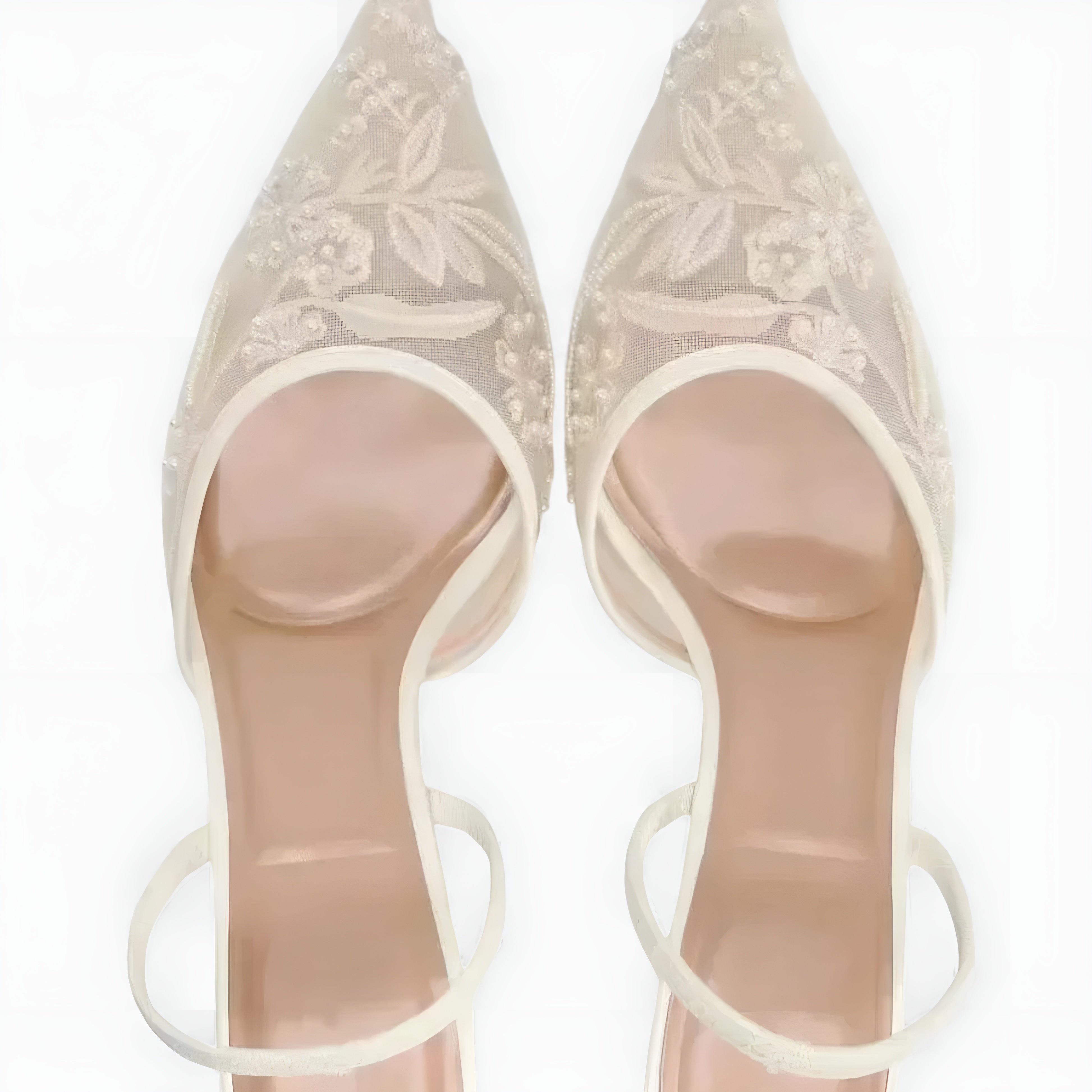 MEWE | Embroidered Mesh Slingback Heels with Pointed Toe Mewe London