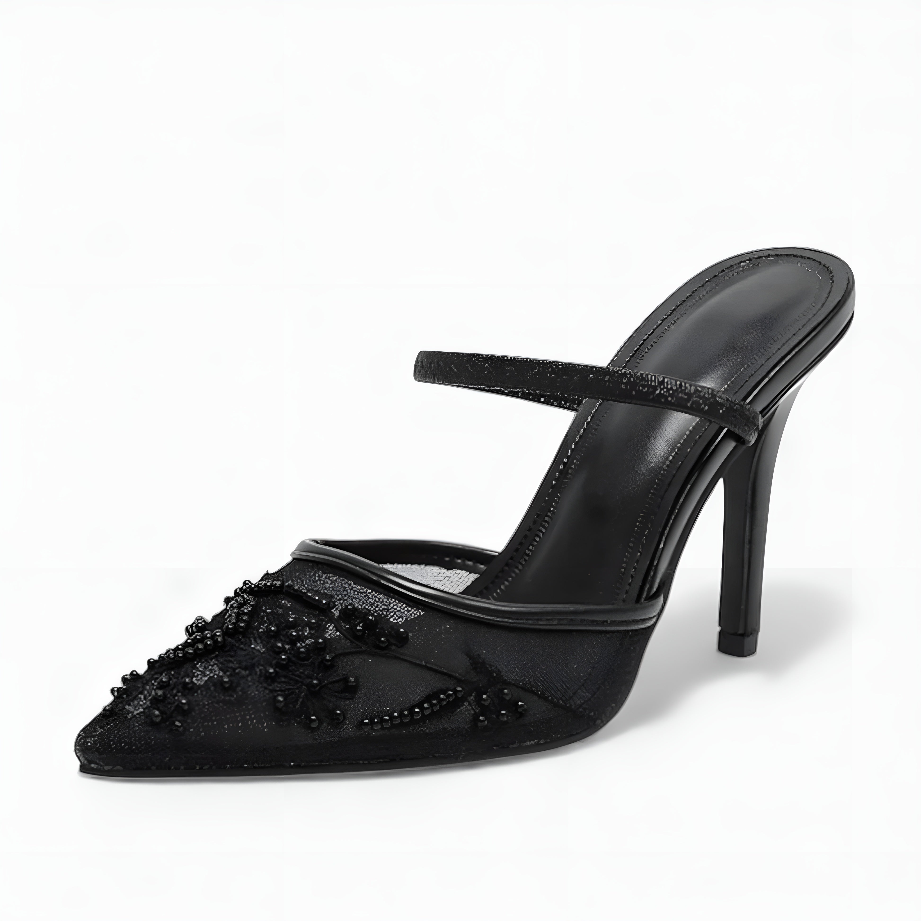 MEWE | Embroidered Mesh Slingback Heels with Pointed Toe Mewe London
