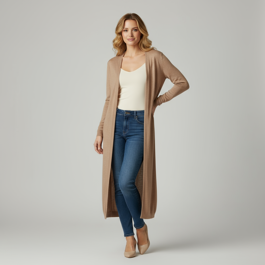 MEWE | Eveline – Women's Long Cardigan with Open Front