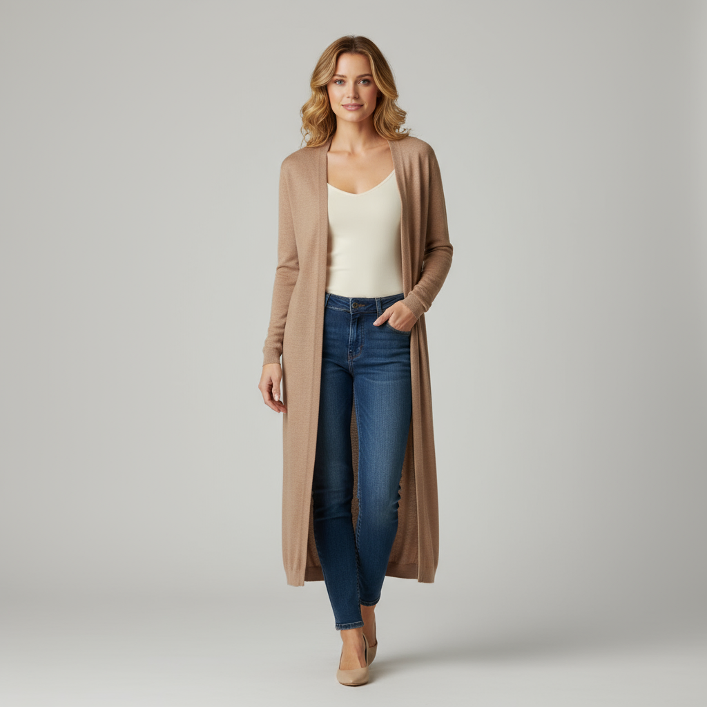 MEWE | Eveline – Women's Long Cardigan with Open Front
