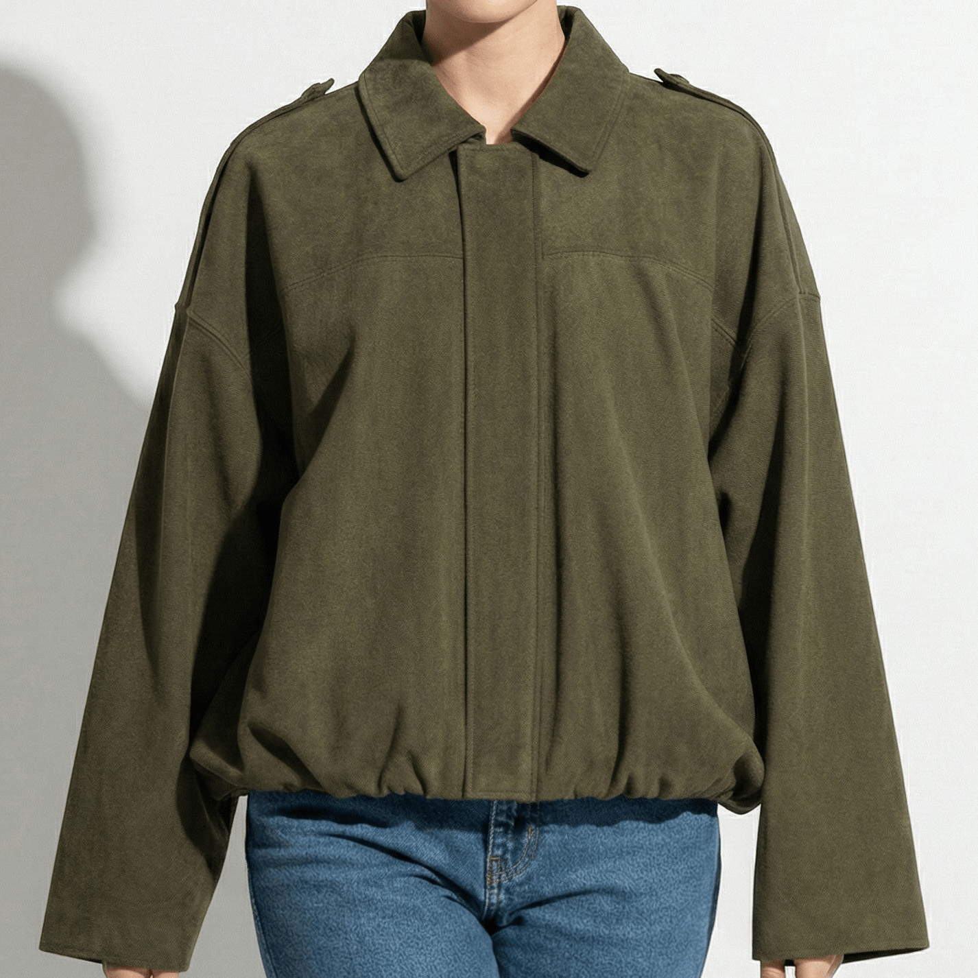MEWE | Faux Coated Jacket with Collar and Concealed Front Closure Mewe London