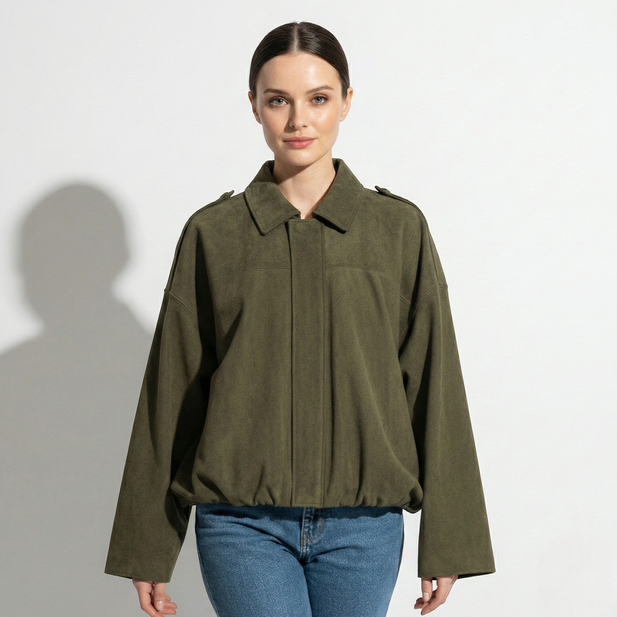 MEWE | Faux Coated Jacket with Collar and Concealed Front Closure Mewe London