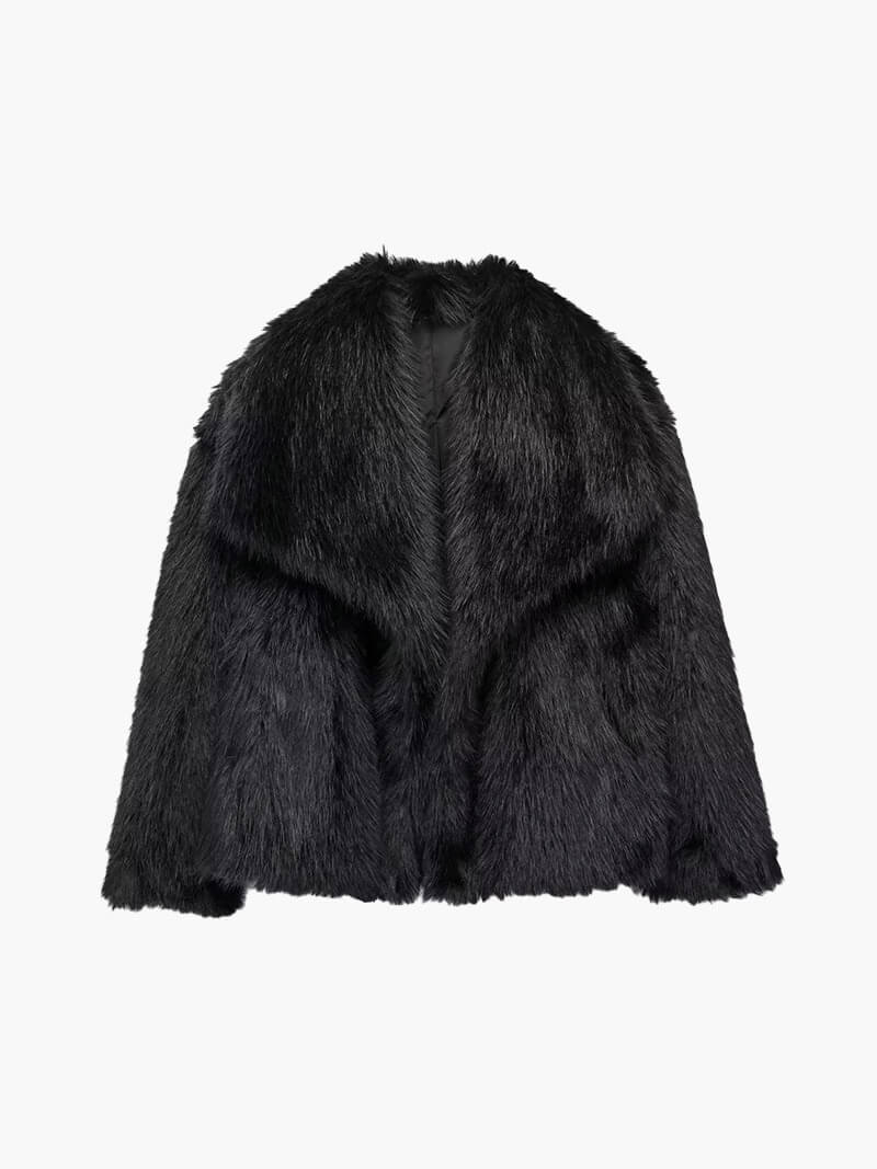 MEWE | Faux Fur Coat with Wide Lapel Collar