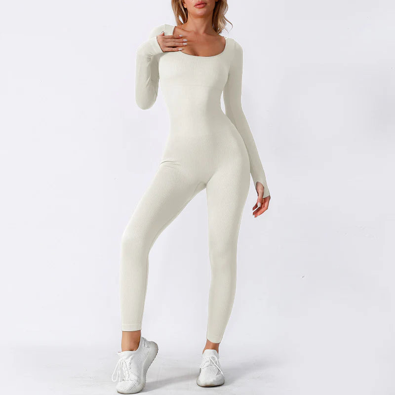 MEWE | Fitted Ribbed Jumpsuit with Scoop Neck