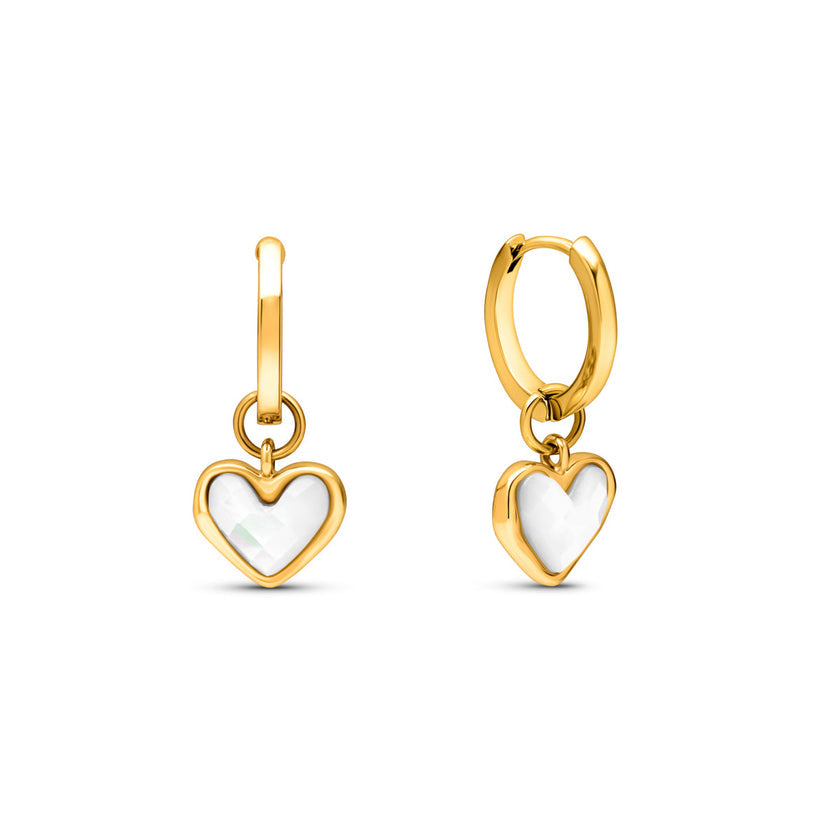 MEWE | Quartz Heart Huggie Earrings Mewe London