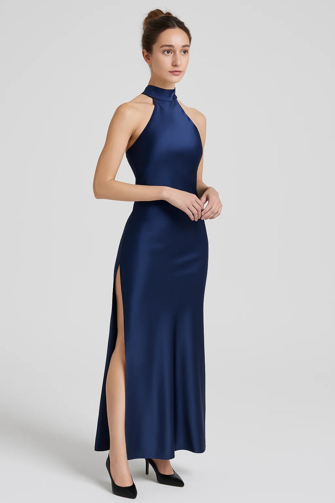 MEWE | Halter Neck Maxi Dress with Side Slit and Tie-Back