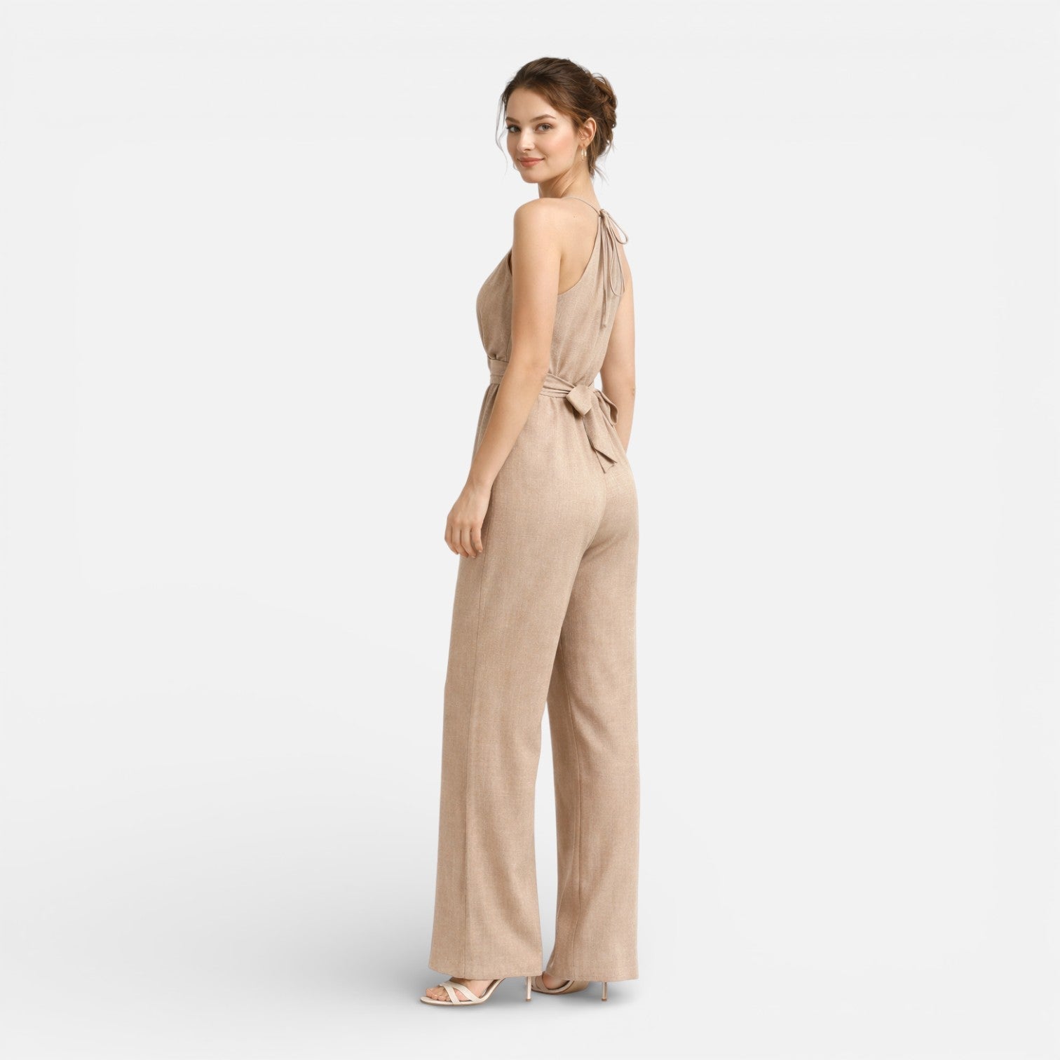 MEWE | Halter Neck Wide-Leg Jumpsuit with Wrap Bodice Mewe London