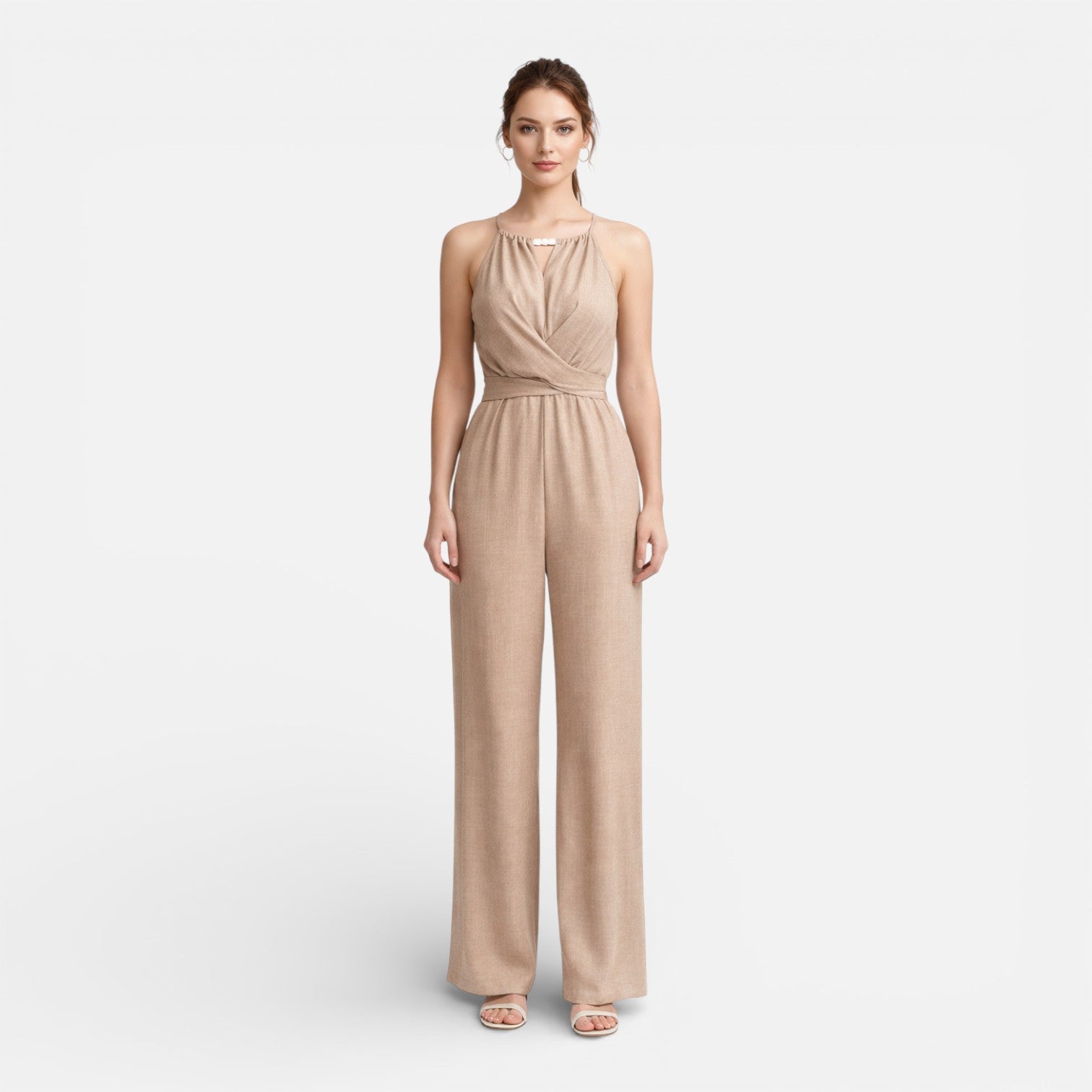 MEWE | Halter Neck Wide-Leg Jumpsuit with Wrap Bodice Mewe London