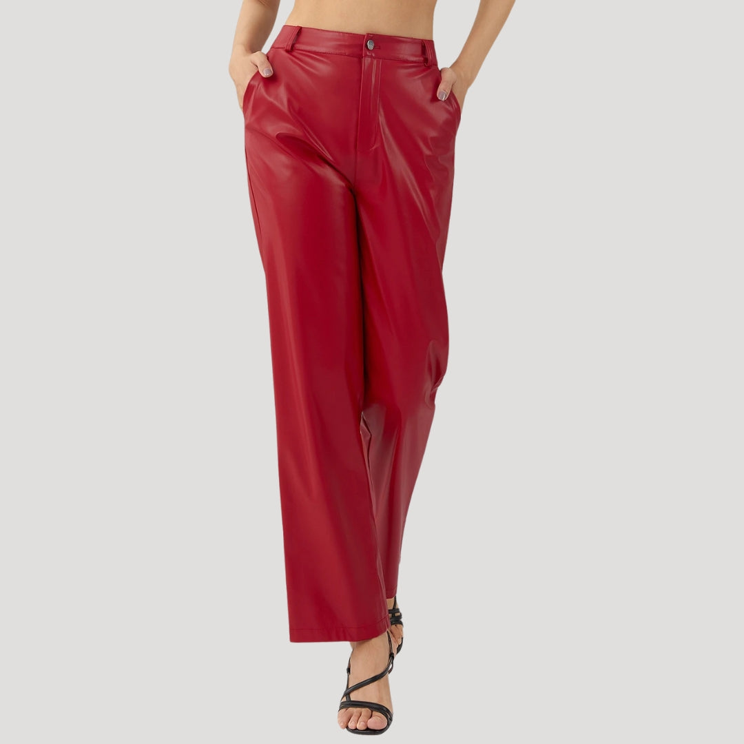 MEWE | High Waisted Coated Wide Leg Trousers Mewe London