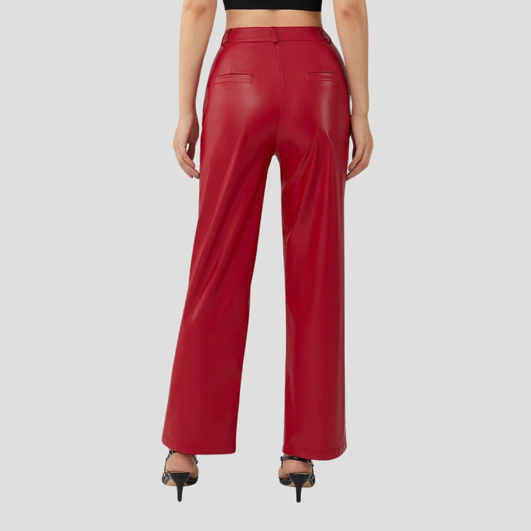 MEWE | High Waisted Coated Wide Leg Trousers Mewe London