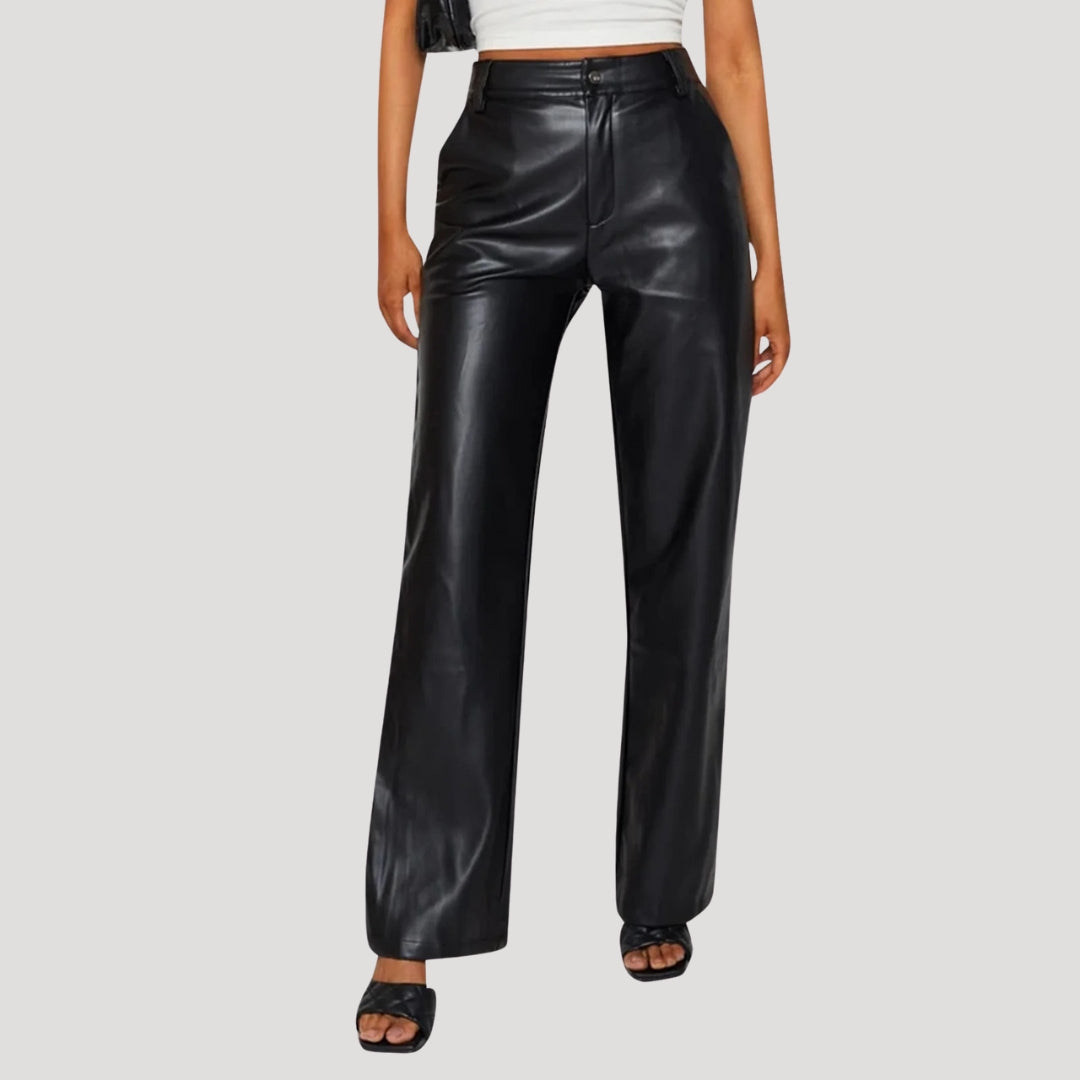 MEWE | High Waisted Coated Wide Leg Trousers Mewe London