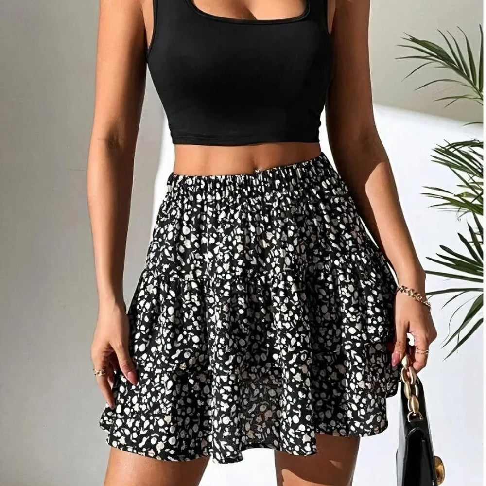 MEWE | High Waisted Ruffle Mini Skirt with Smocked Waist Mewe London