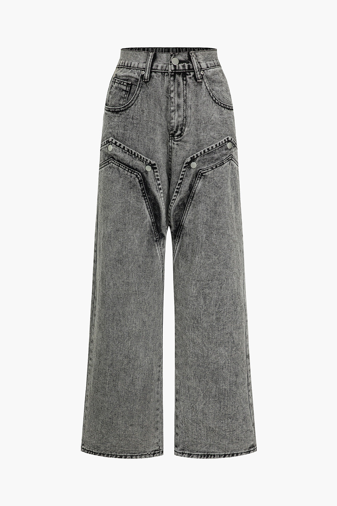 MEWE | High Waisted Wide Leg Jeans with V Front Pockets Mewe London