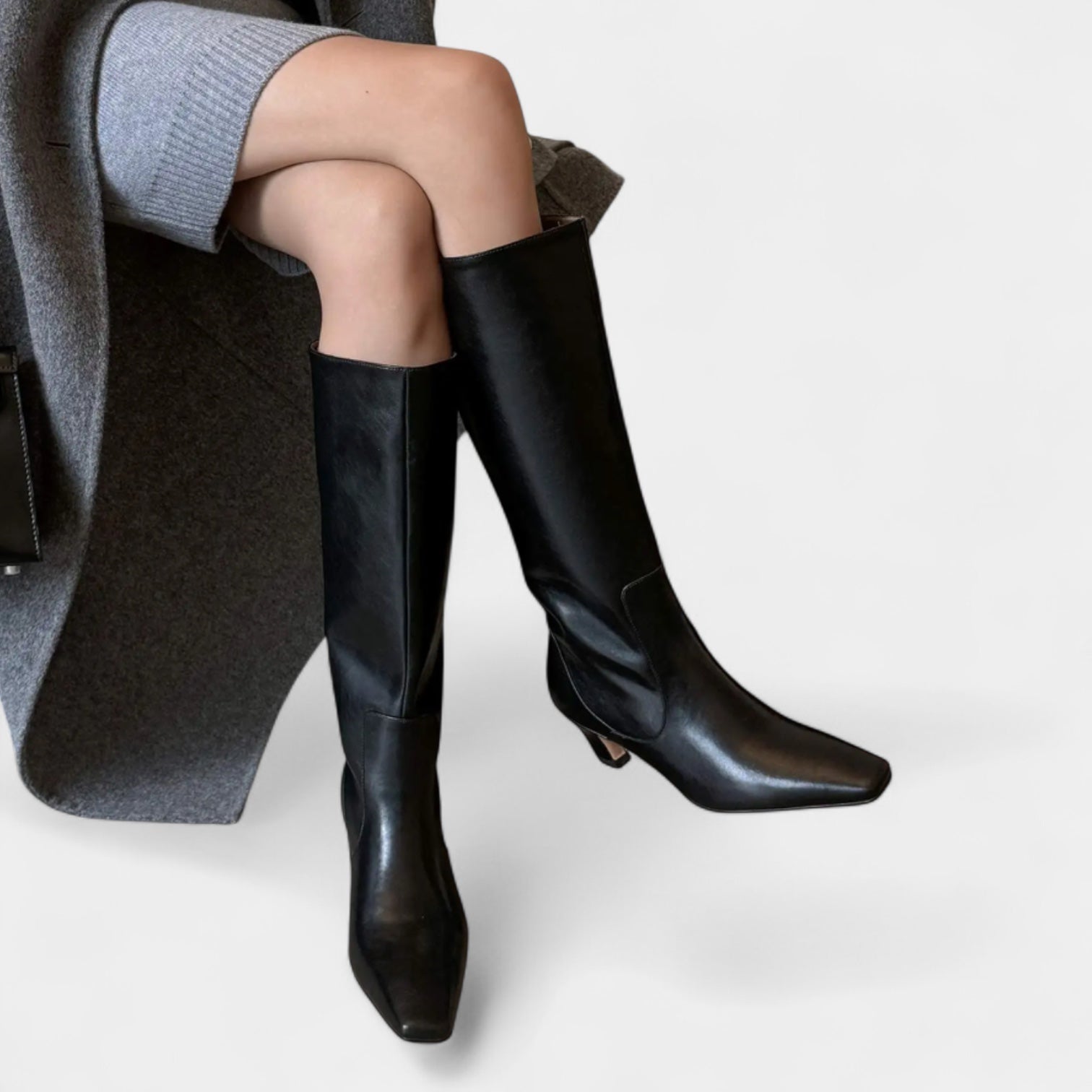 MEWE | Knee High Boots with Pointed Toe and Block Heel Mewe London