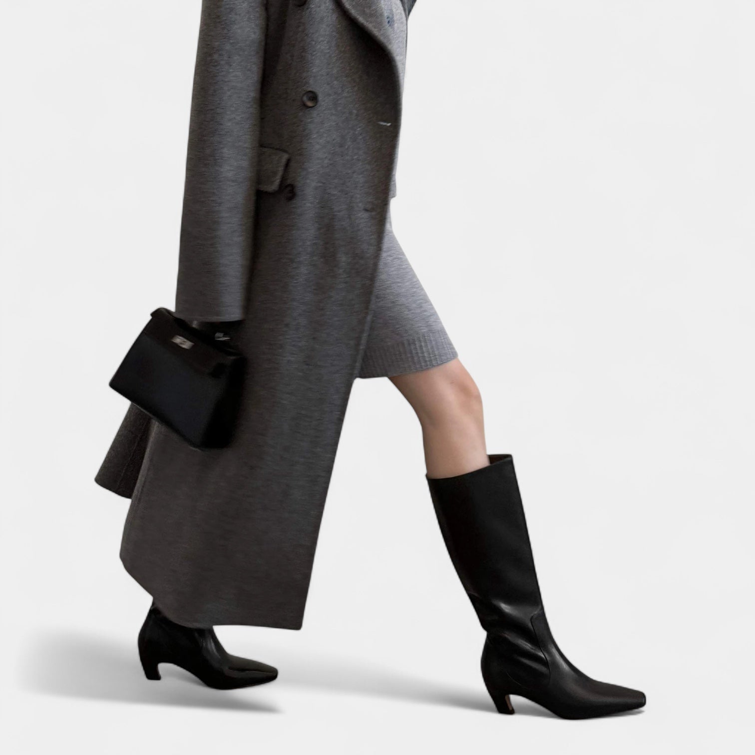 MEWE | Knee High Boots with Pointed Toe and Block Heel Mewe London