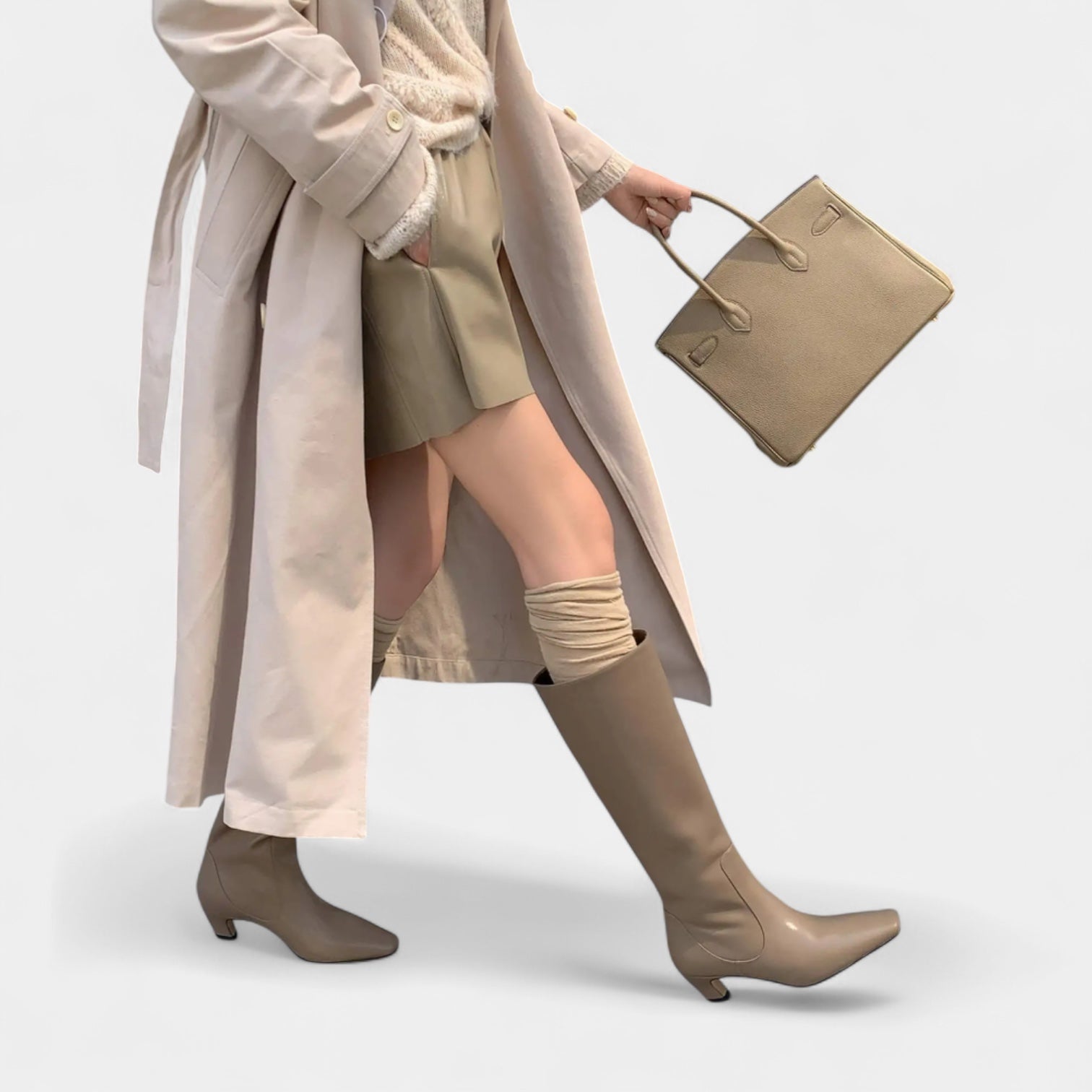 MEWE | Knee High Boots with Pointed Toe and Block Heel Mewe London