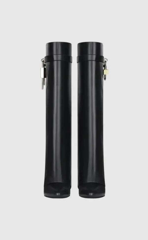 MEWE | Knee-High Wedge Boots with Glossy Finish