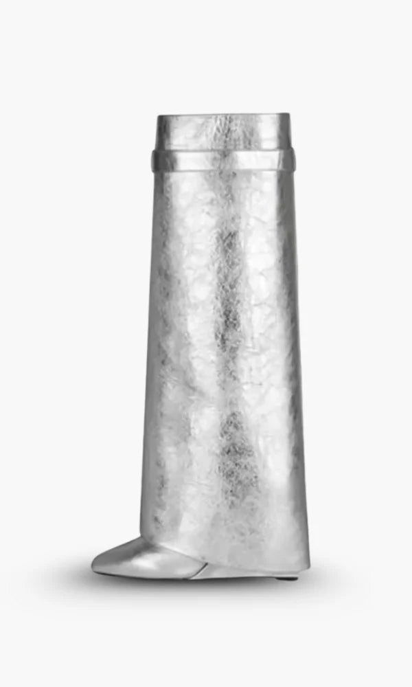 MEWE | Knee-High Wedge Boots with Glossy Finish