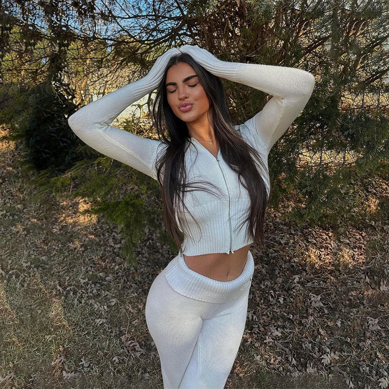 MEWE | Women’s Knit Lounge Set with Zip Hoodie Mewe London