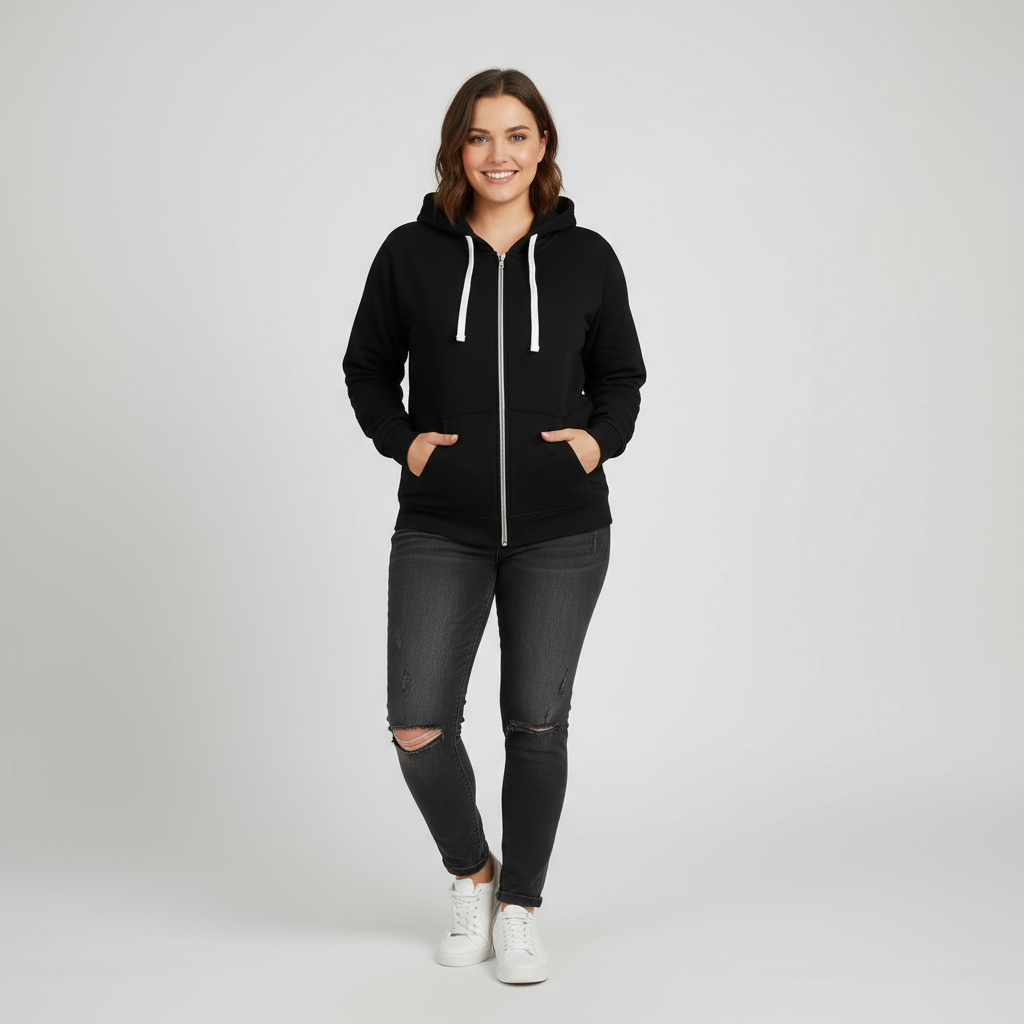 MEWE | Lara – Women's Casual Zip-Up Hoodie with Drawstring Hood
