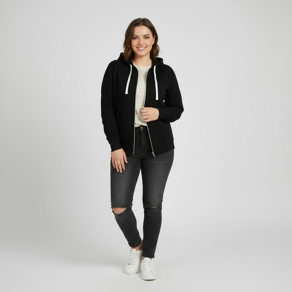 MEWE | Lara – Women's Casual Zip-Up Hoodie with Drawstring Hood