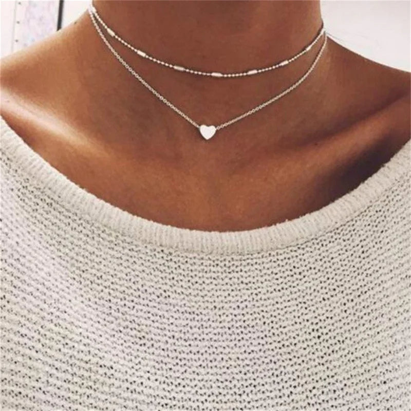 MEWE | Layered Necklace Set with Heart or Cross Pendant Mewe London