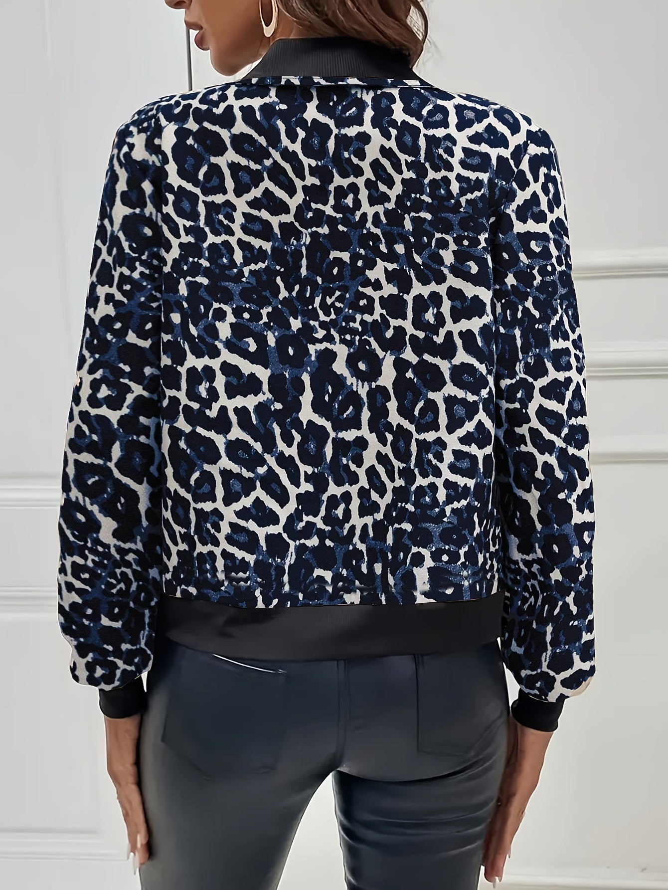 MEWE | Leopard Print Bomber Jacket with Zip-Front Closure Mewe London