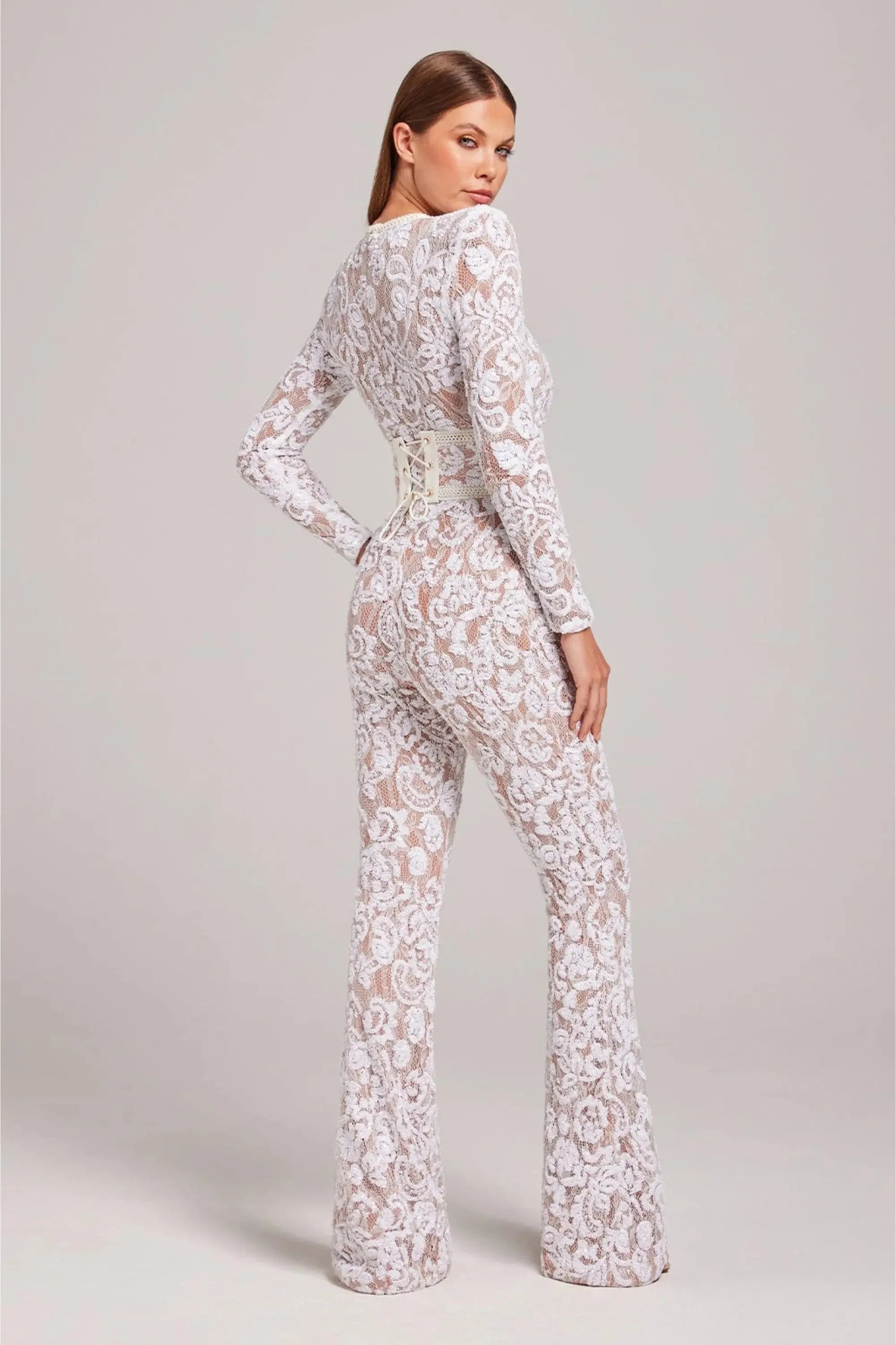 MEWE | Long Sleeve Embellished Flared Jumpsuit