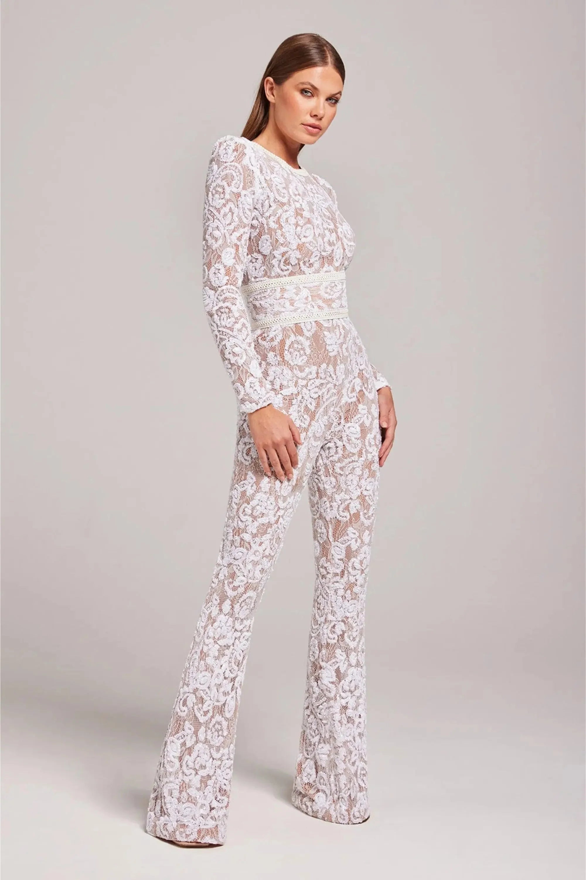 MEWE | Long Sleeve Embellished Flared Jumpsuit