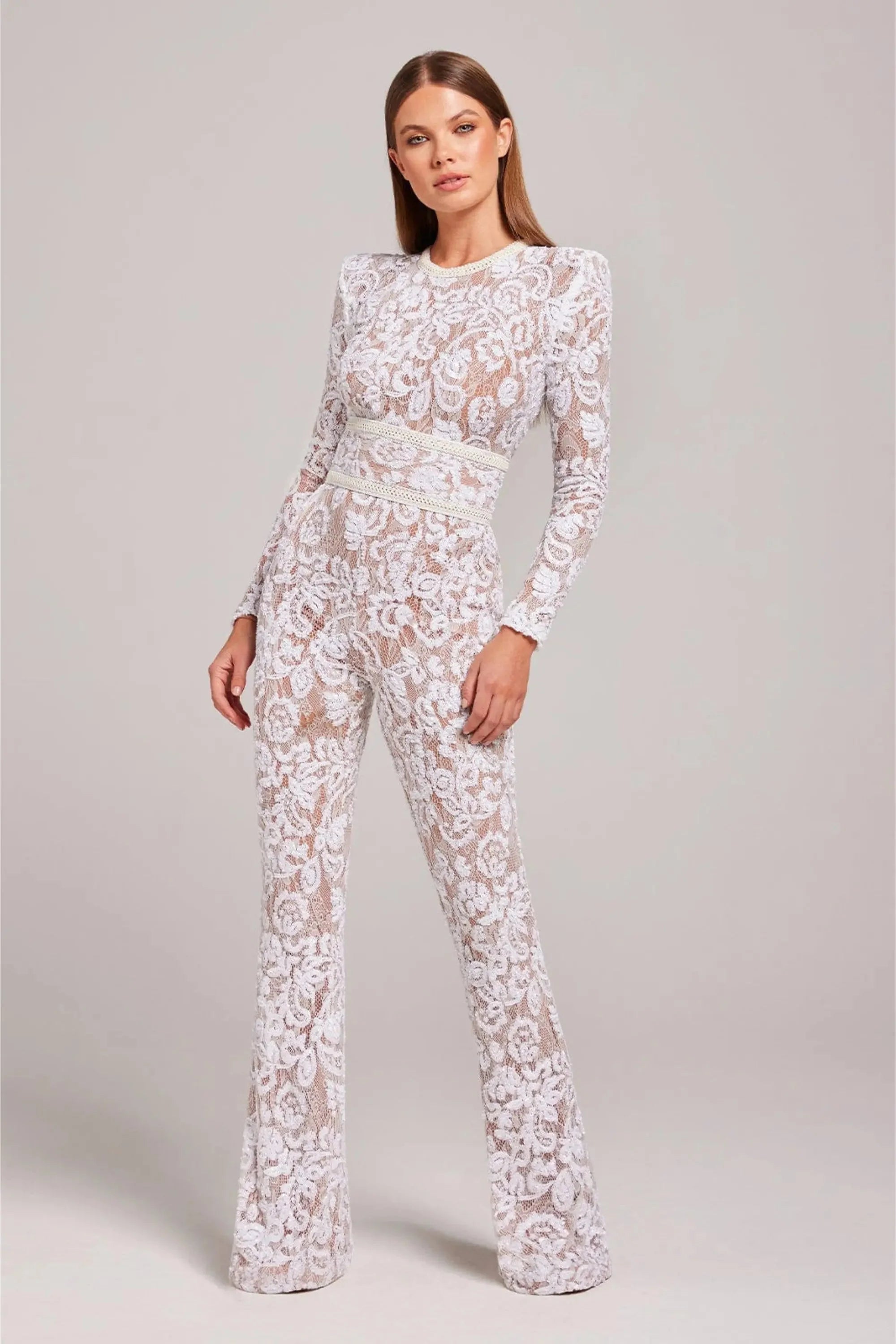 MEWE | Long Sleeve Embellished Flared Jumpsuit