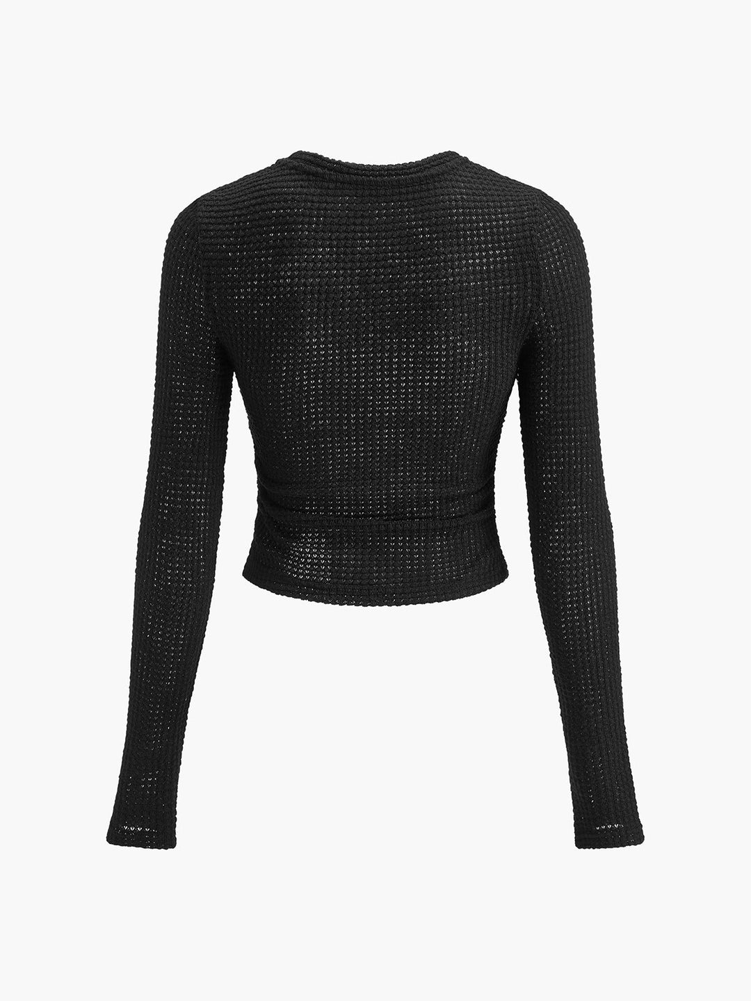 MEWE | Long Sleeve Waffle Knit Crop Top with Crew Neck Mewe London