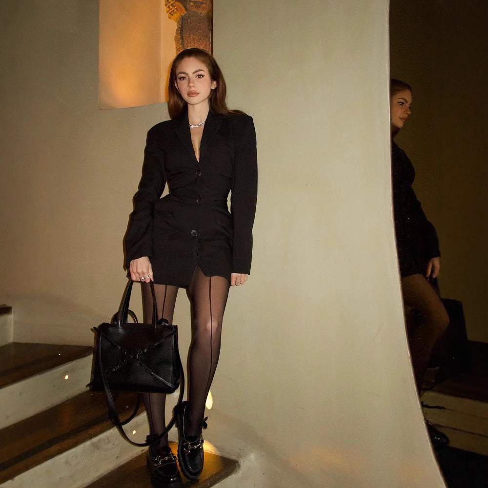 MEWE | Longline Blazer with Notched Lapel and Structured Silhouette