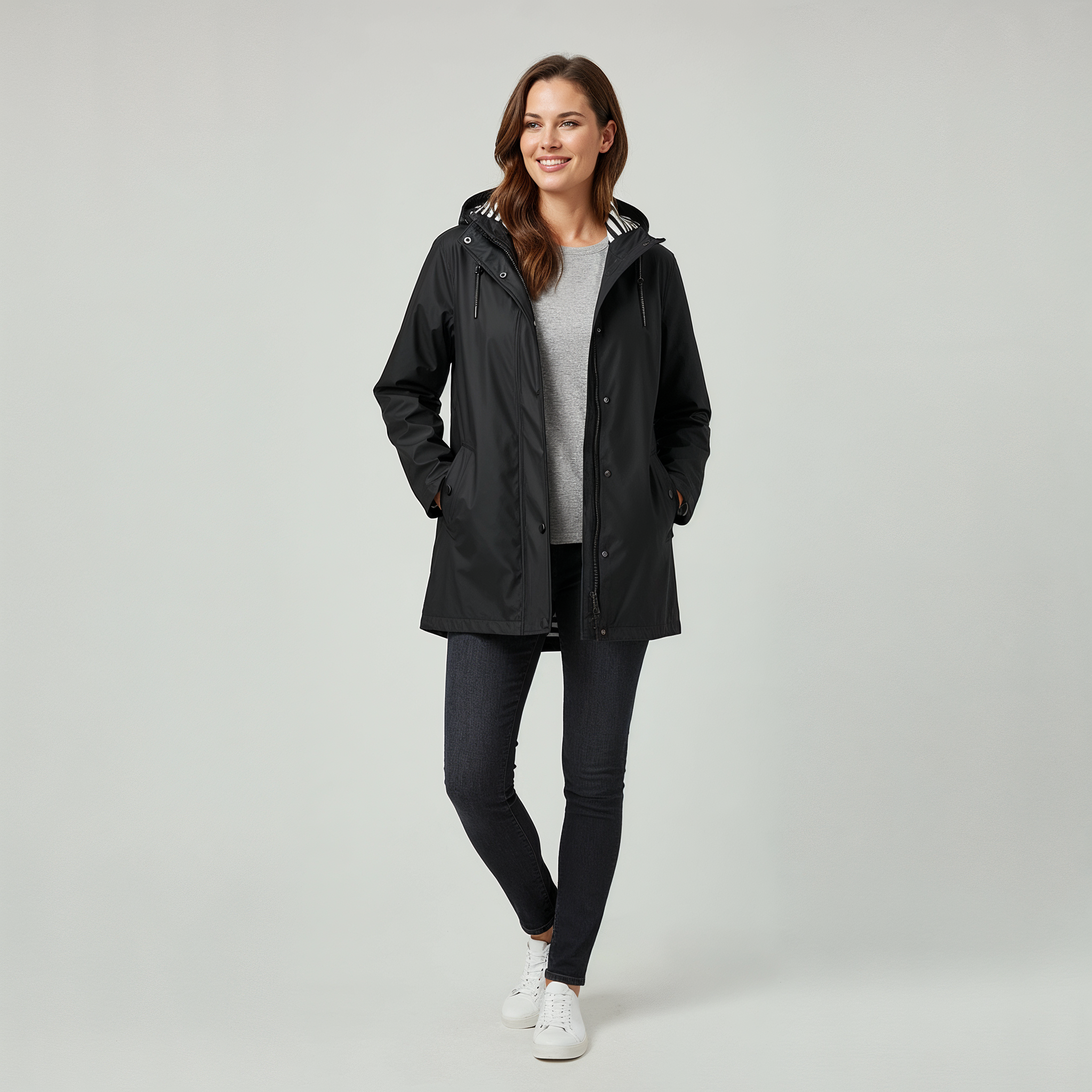 MEWE | Lyra – Hooded Mid-Length Raincoat