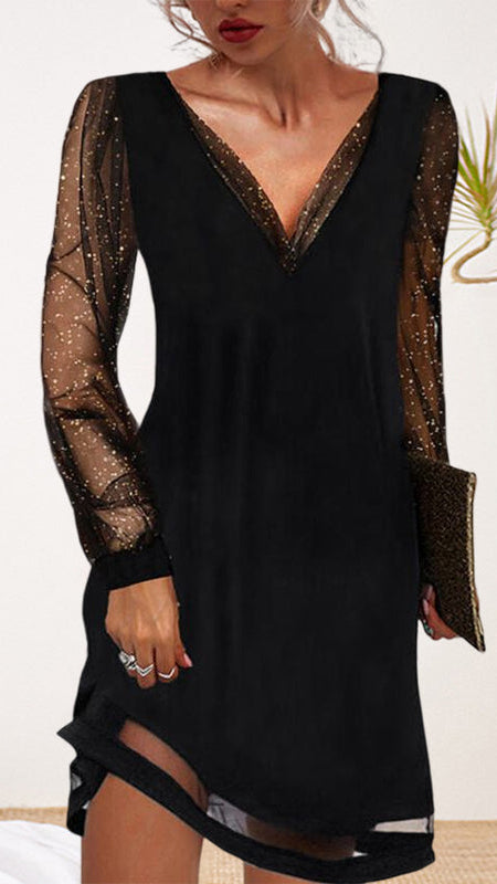 MEWE | Maxi Dress with Lace V-Neck and Long Sleeves Mewe London