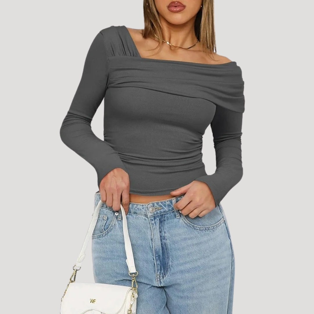 MEWE | Off Shoulder Bardot Top with Draped Neckline Mewe London
