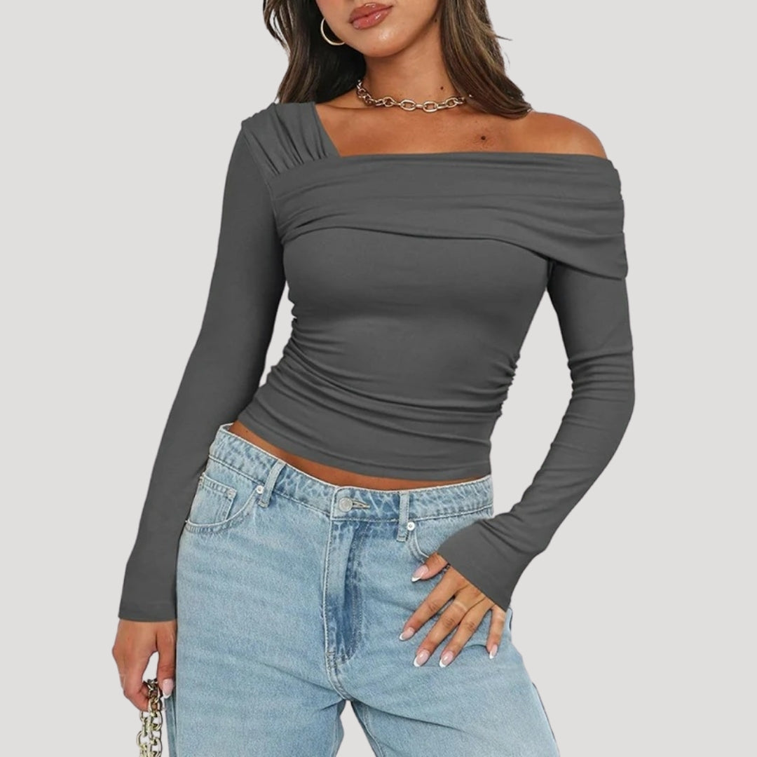 MEWE | Off Shoulder Bardot Top with Draped Neckline Mewe London