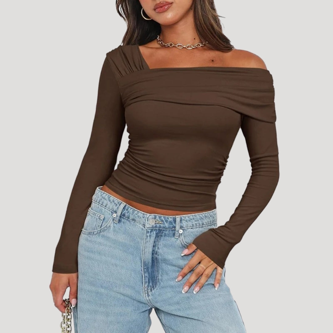 MEWE | Off Shoulder Bardot Top with Draped Neckline Mewe London