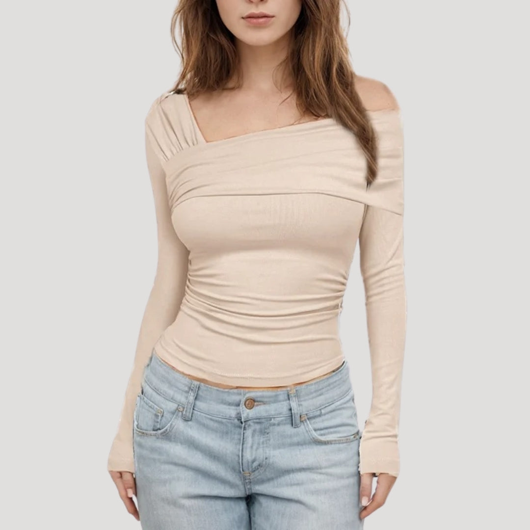 MEWE | Off Shoulder Bardot Top with Draped Neckline Mewe London