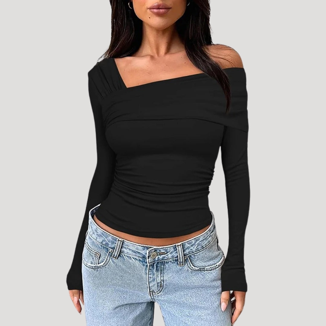 MEWE | Off Shoulder Bardot Top with Draped Neckline Mewe London