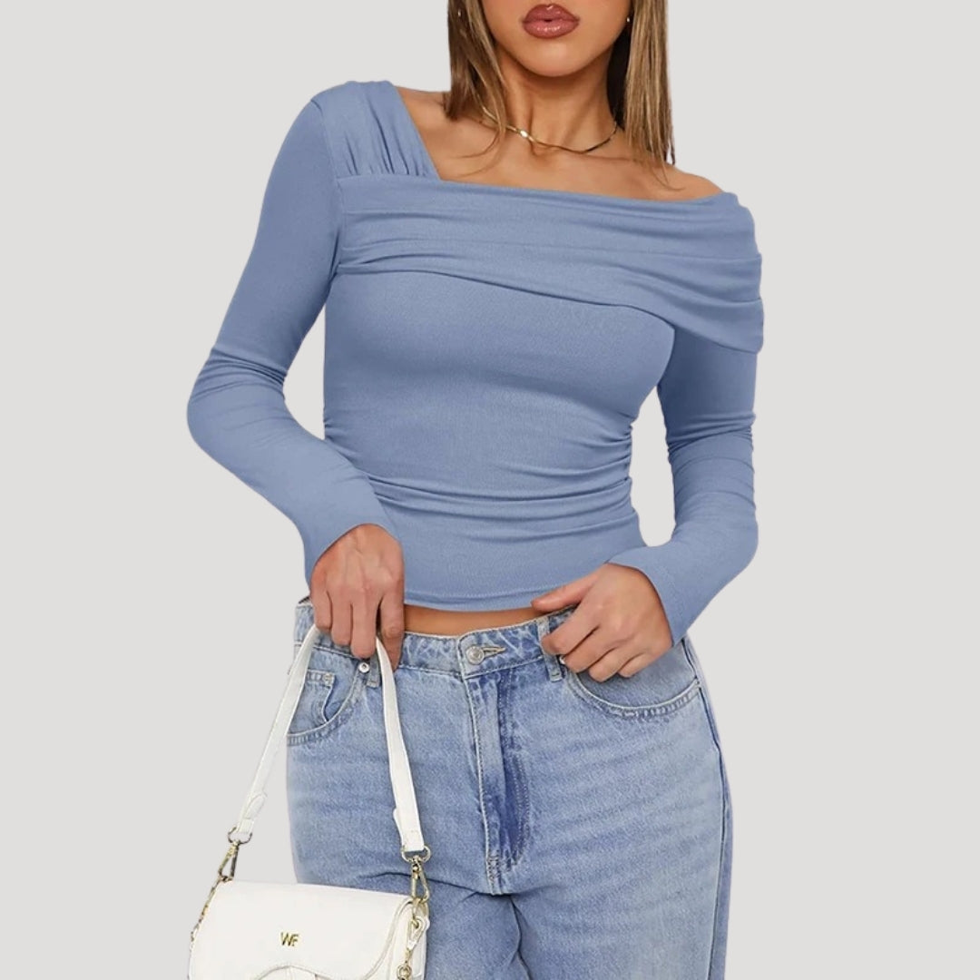 MEWE | Off Shoulder Bardot Top with Draped Neckline Mewe London
