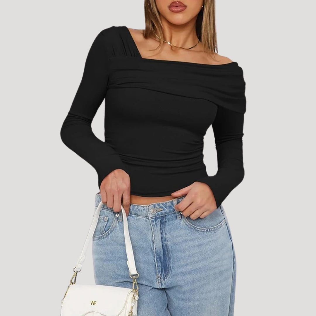MEWE | Off Shoulder Bardot Top with Draped Neckline Mewe London