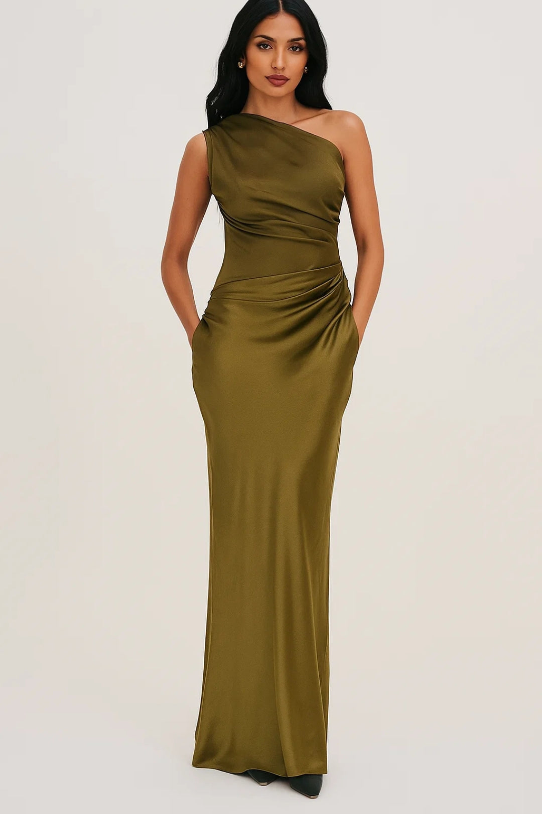 MEWE | One-Shoulder Maxi Dress with Draped Design