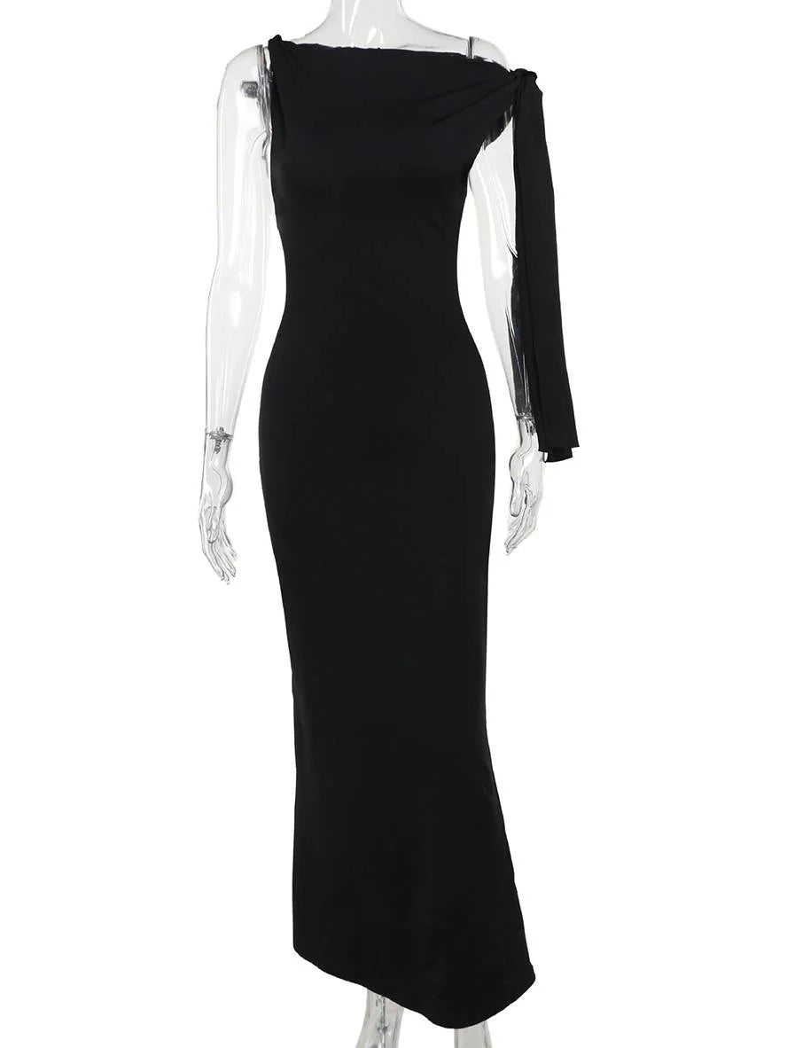 MEWE | One-Shoulder Sleeveless Maxi Dress for Evening Wear