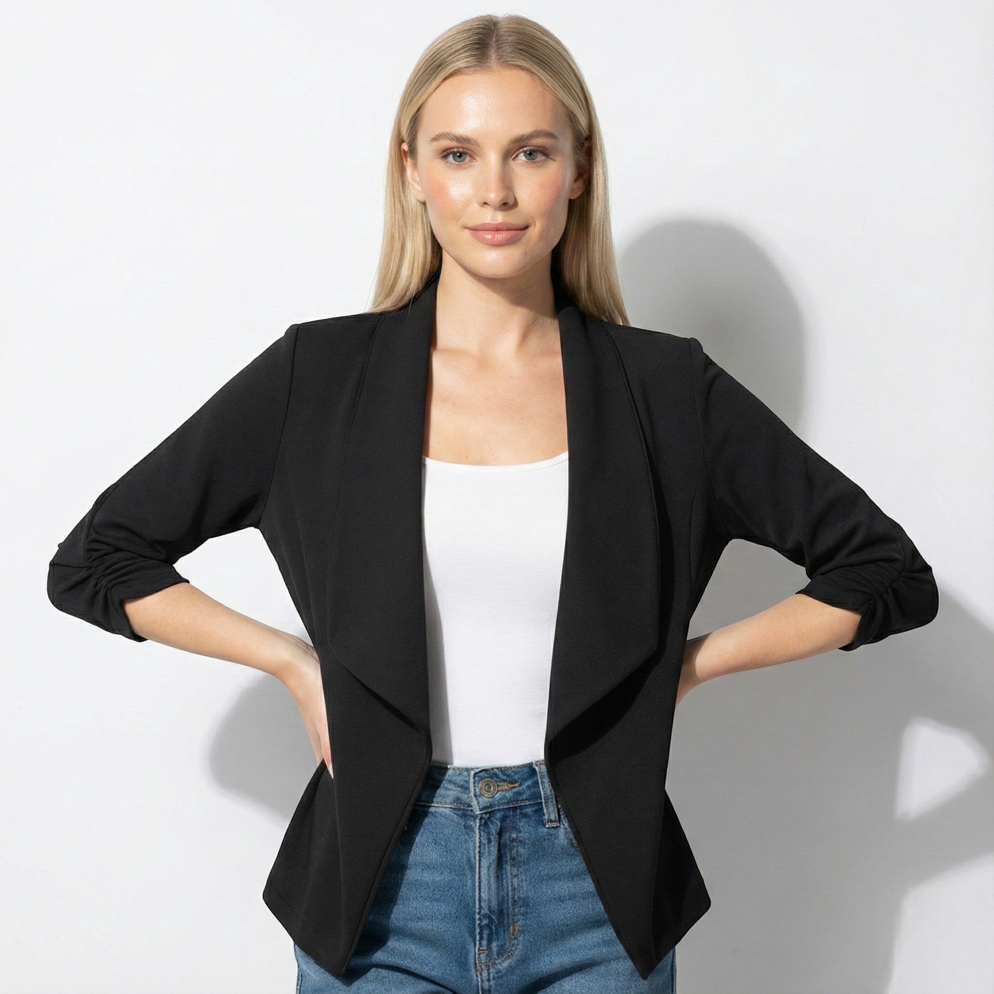 MEWE | Open Front Blazer with Draped Lapel Mewe London