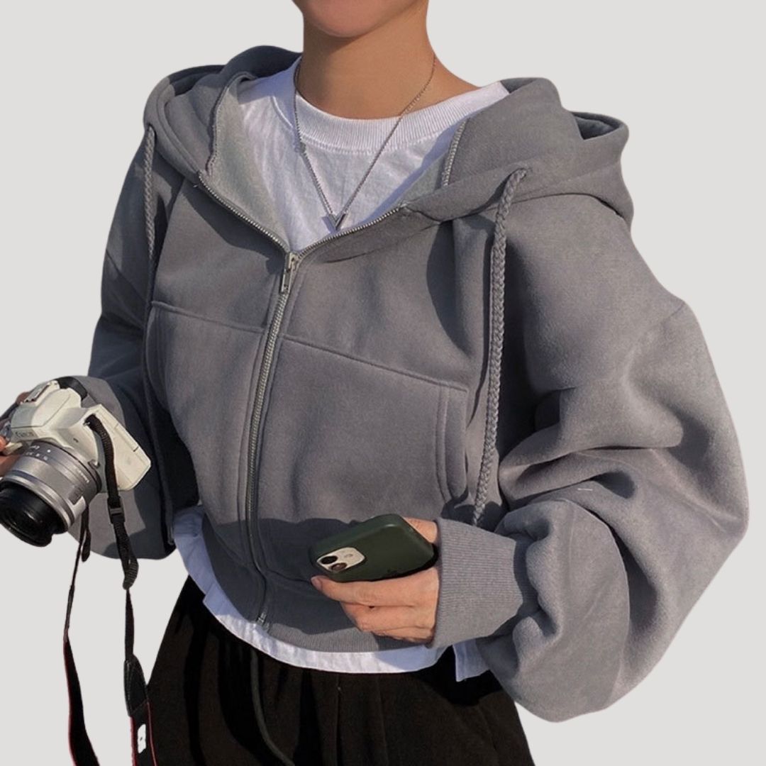 MEWE | Oversized Zip Up Hoodie with Ribbed Hem and Drawstring Hood Mewe London