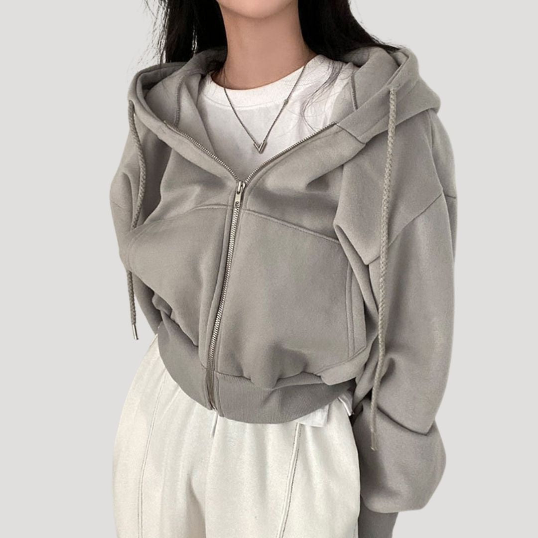 MEWE | Oversized Zip Up Hoodie with Ribbed Hem and Drawstring Hood Mewe London