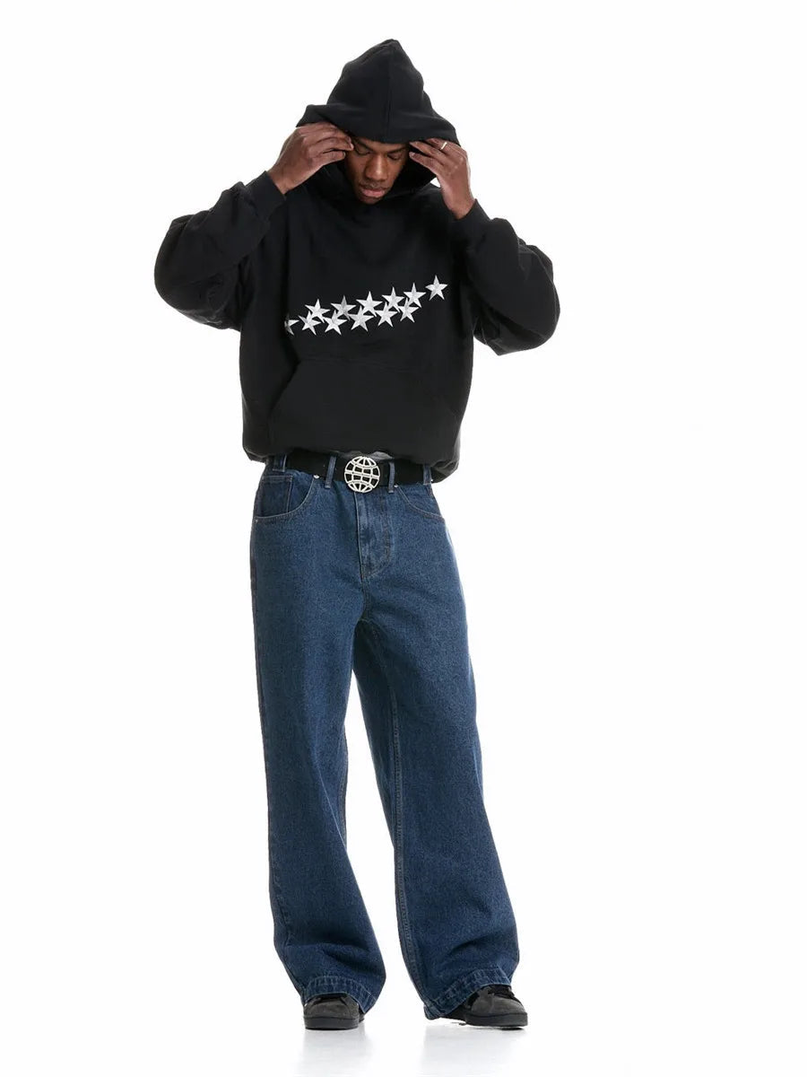 MEWE | Oversized Star Embroidered Hoodie with Front Pocket Mewe London