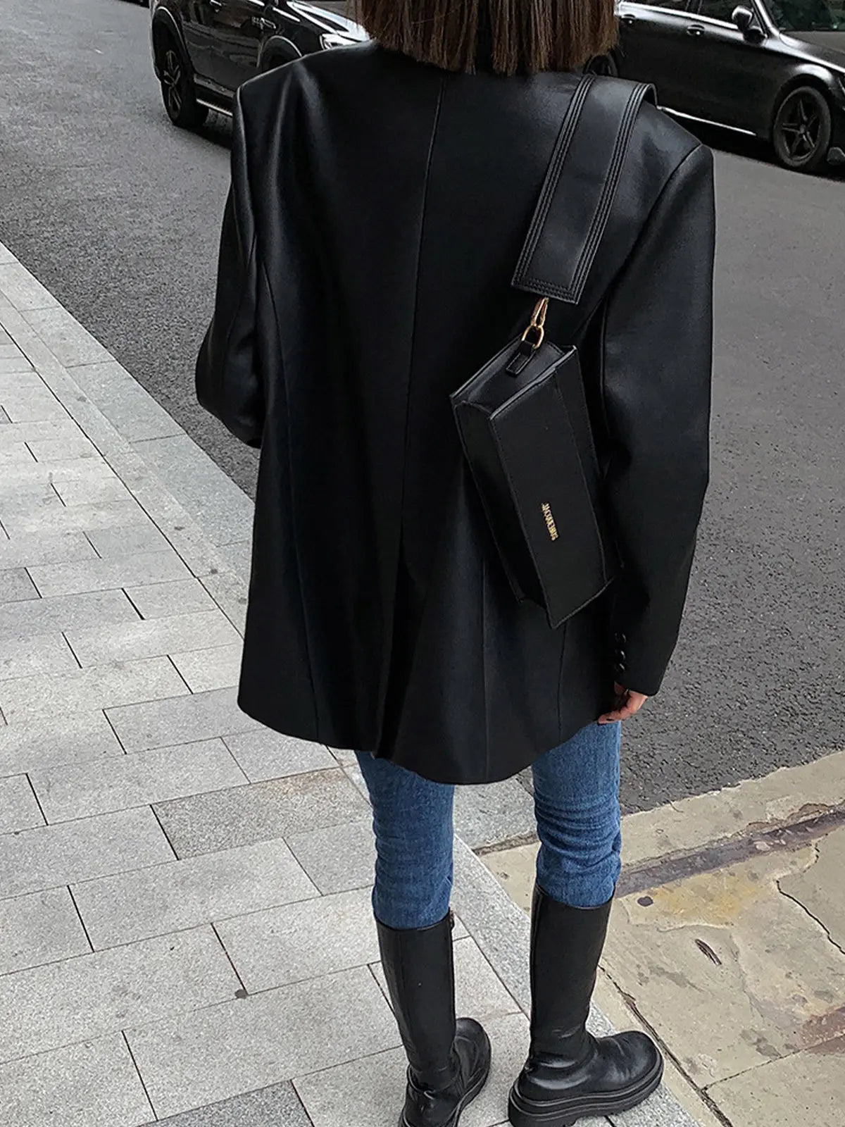 MEWE | Oversized Textured Finish Blazer with Sharp Lapel and Modern Silhouette