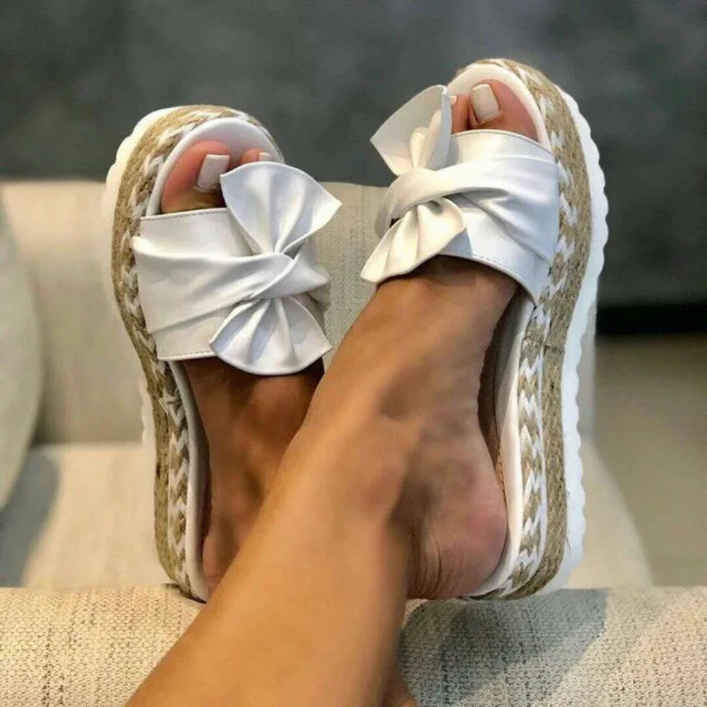 MEWE | Platform Slide Sandals Bow Detail Mewe London
